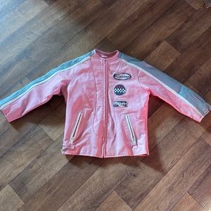 Vilanto Pink Leather Racing Coat for Girls Size 10